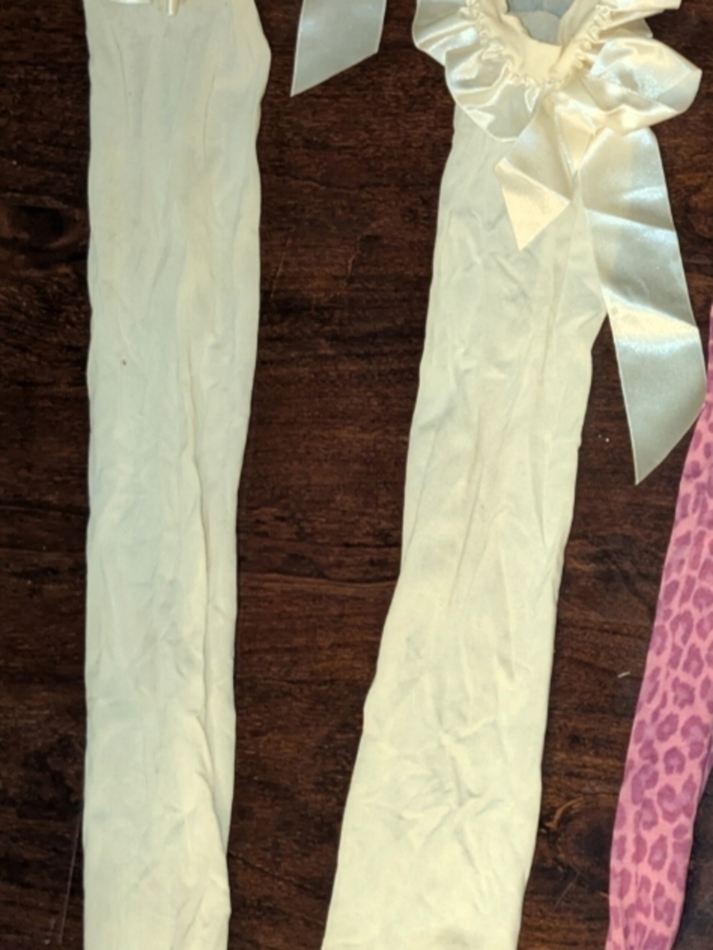Ivory Satin Bow Stockings -  Knee Highs